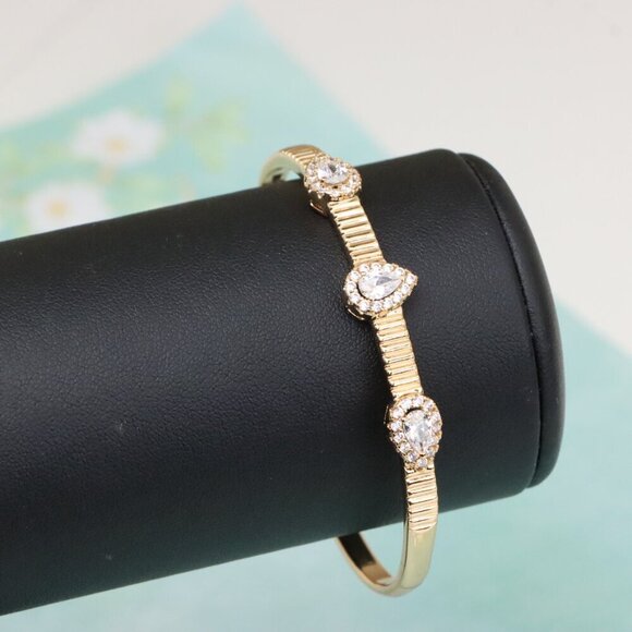 Rose Gold Bangle with Teardrop and Oval Stones, XPBL0537 - Picture 6 of 12